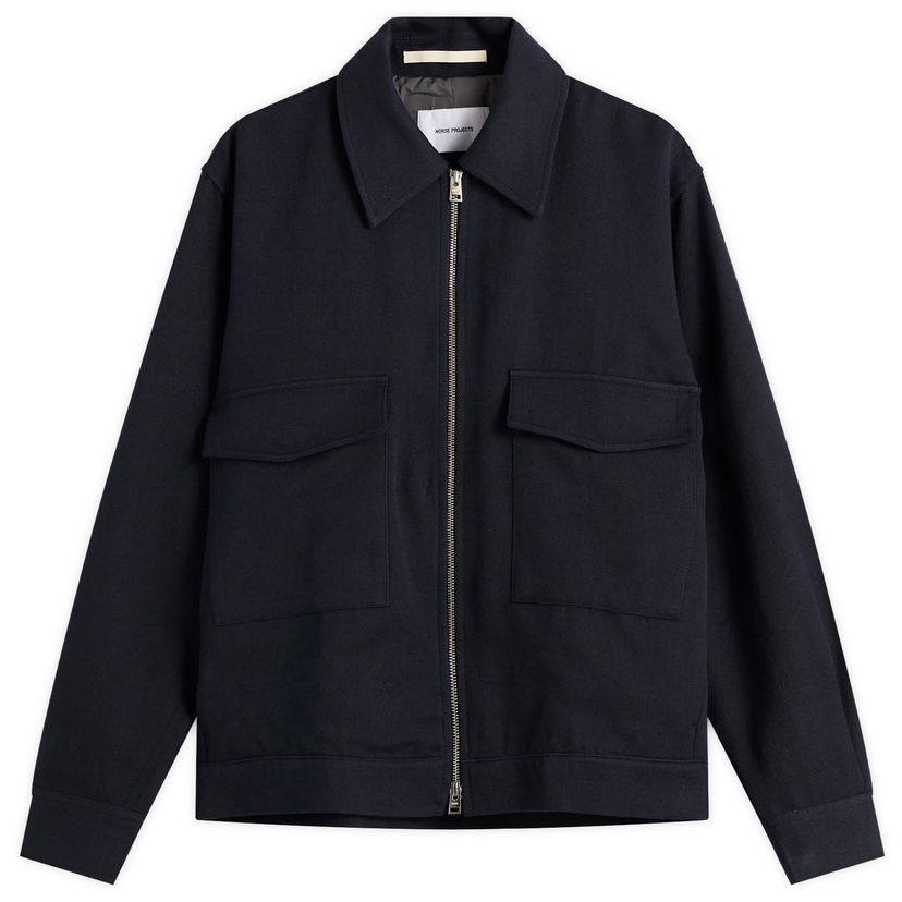 Jakna NORSE PROJECTS Aksel Cavalry Cotton Wool Windstopper Full-Zip Jacket with Flap Pockets Mornarica | N55-0641-7004