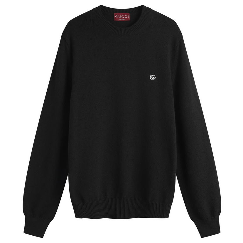 Pleteni pulover Gucci Gucci Men's Monogram Crew Knit, Size Large Črna | 815007-XKEK4-1043