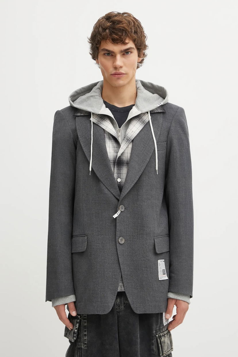 Jakna Maison MIHARA YASUHIRO Maison MIHARA YASUHIRO TRIPLE LAYERED Hooded Blazer Siva | J15JK131