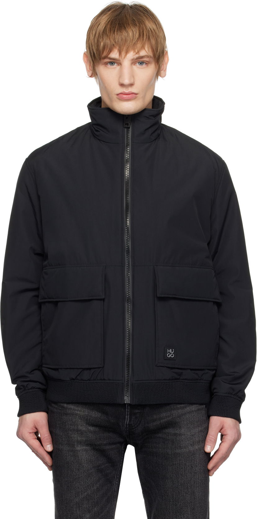 Bomber jakna BOSS Water-Repellent Bomber Jacket Črna | 50530766