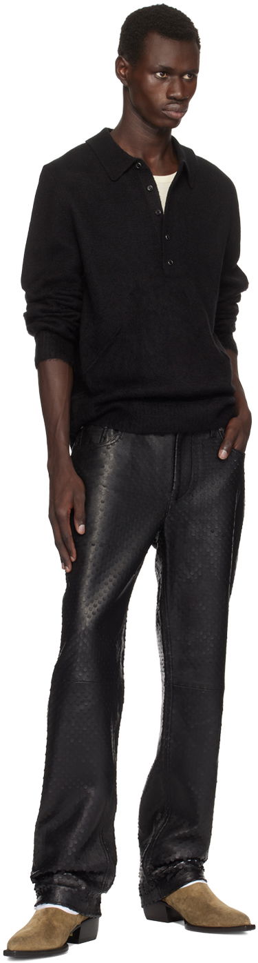 Kavbojke Helmut Lang Helmut Lang Hole-Punched Worker Leather Pants Črna | O06HM210, 3