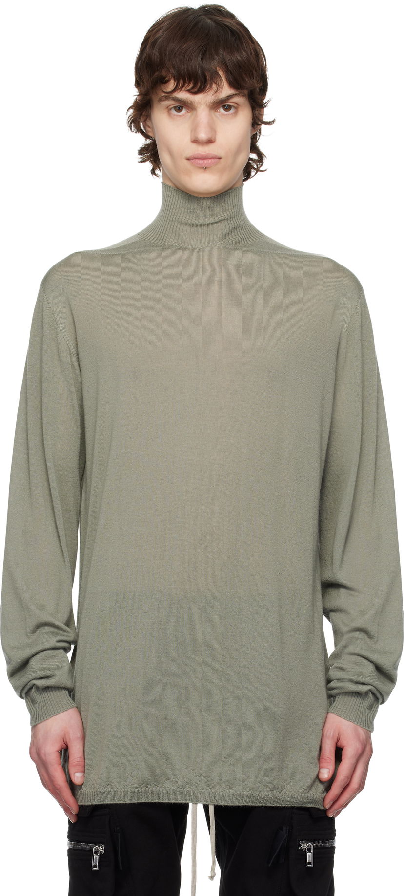 Pleteni pulover Rick Owens Rick Owens Hollywood Oversized Turtleneck Zelena | RU01E5626 WS
