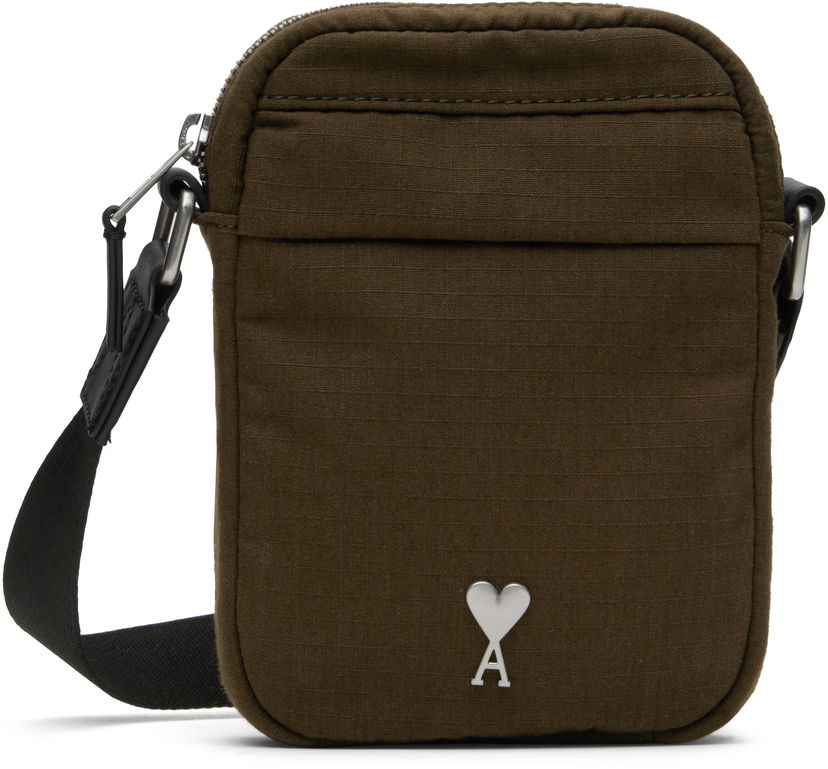 Torba za čez ramo AMI AMI Small Ami de Coeur Canvas Crossbody Bag Zelena | ULL011.AW0074