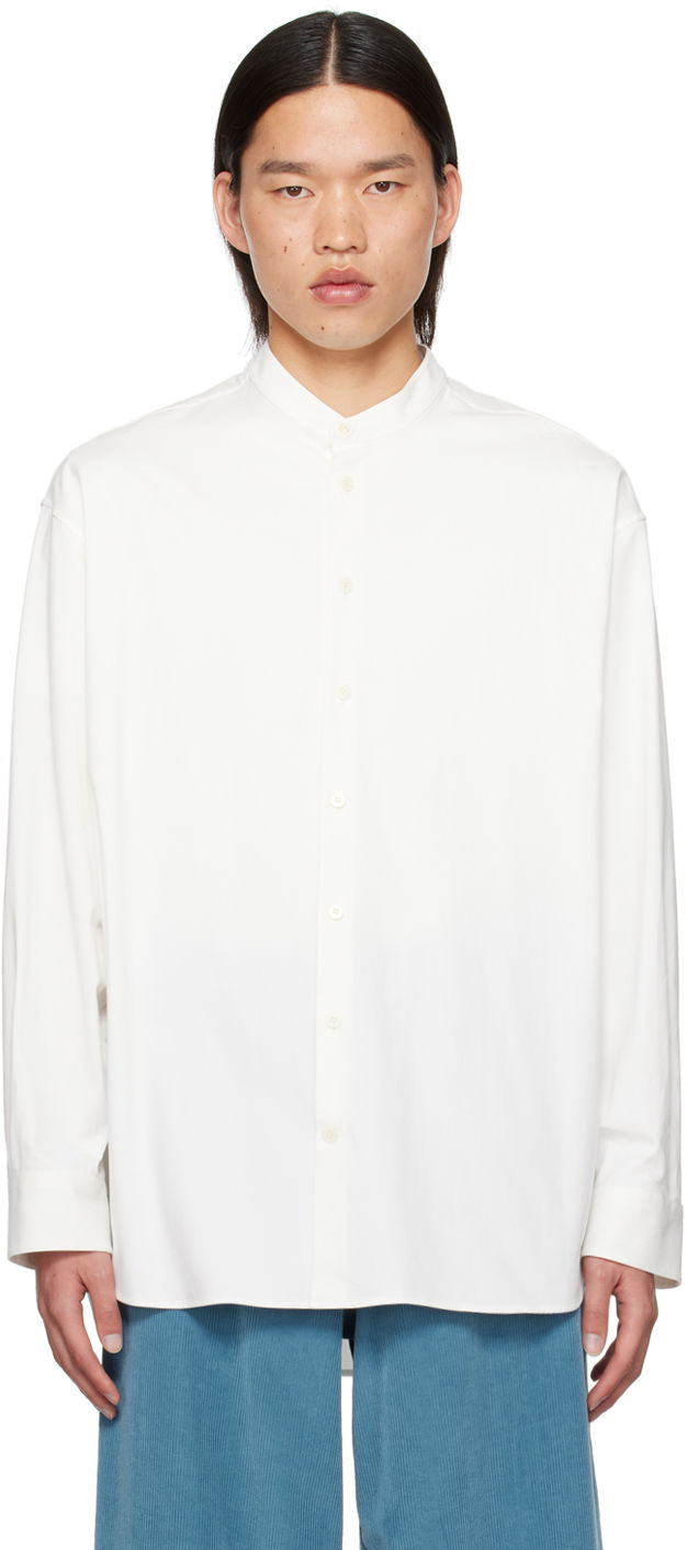 Srajce The Row Long Sleeve Band Collar Shirt Bela | 332-W1699
