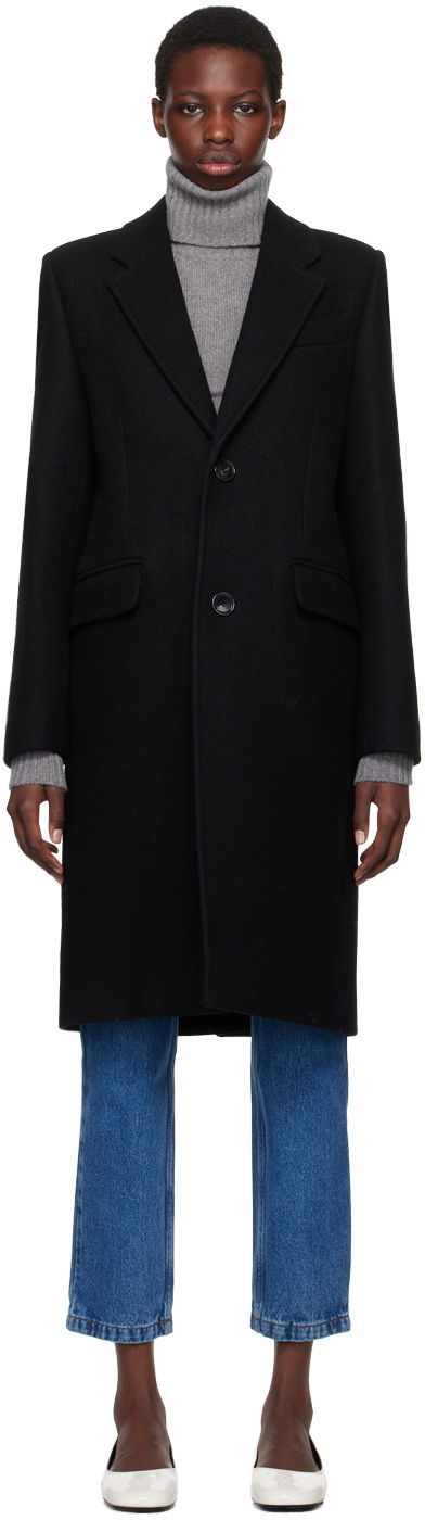 Plašči AMI Paris Black Two-Button Coat Črna | FCO010.WV0049, 0