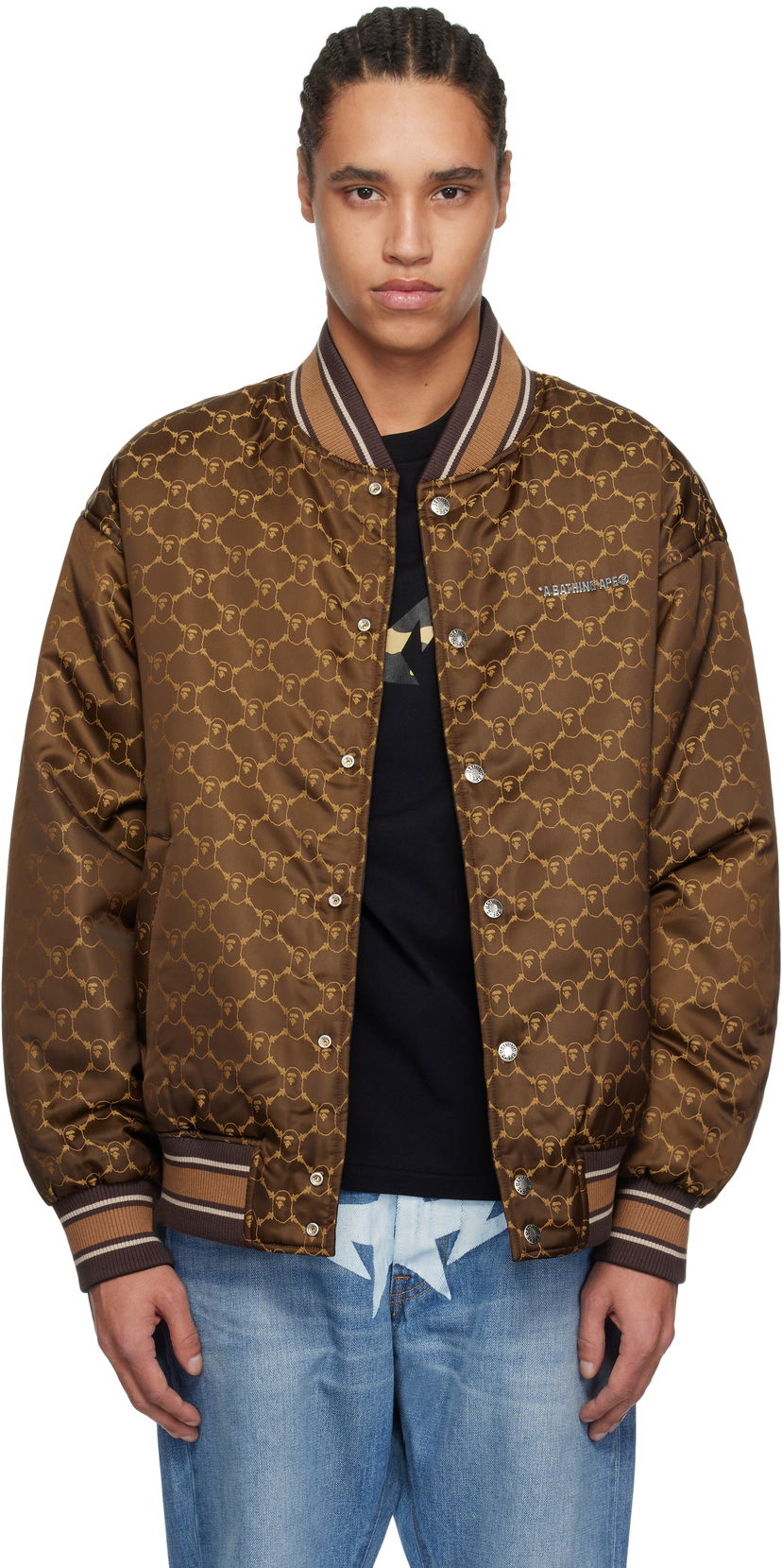 Bomber jakna BAPE BAPE ABC Camo Jacquard Reversible Bomber Jacket Rjava | 001HJL301301M