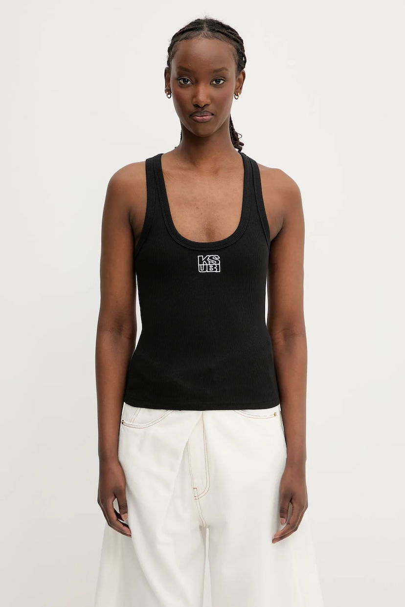 Majica brez rokavov Ksubi KSUBI Stacked Origin Tank Top Črna | WPS24TA006