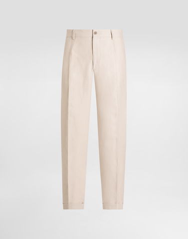 Hlače Dolce & Gabbana Dolce & Gabbana Linen Pants with Turn-Ups Bež | GP11XTFU4MCM0722, 0