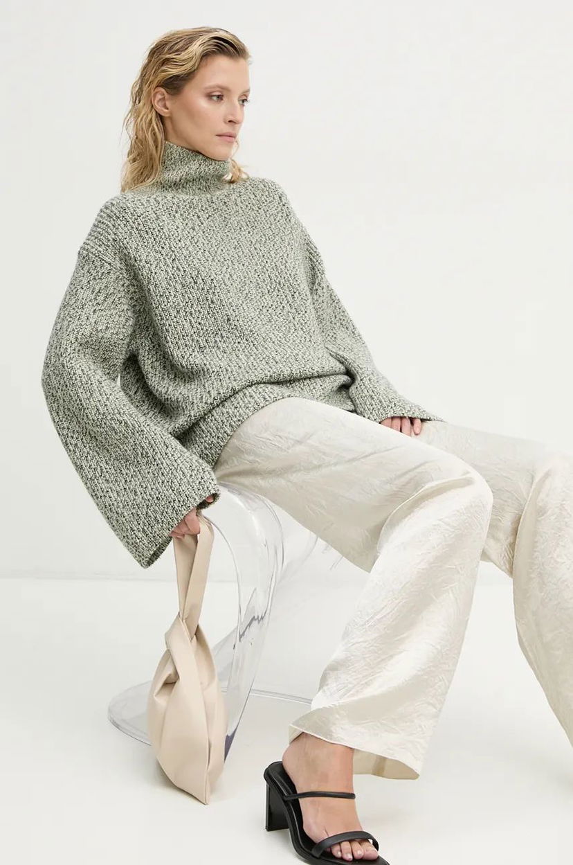 Pleteni pulover Nanushka Turtleneck Knit Sweater Zelena | NW24PFHA27999