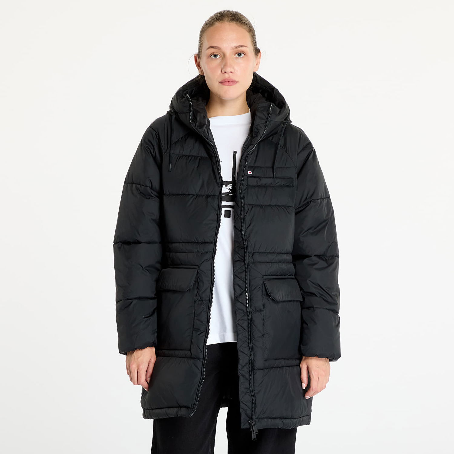 Puhovka Tommy Hilfiger Midi Vail Puffer Jacket Black Črna | DW0DW18842 BDS, 0