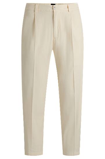 Hlače BOSS Tapered-Fit Stretch Twill Trousers Bež | 50538059