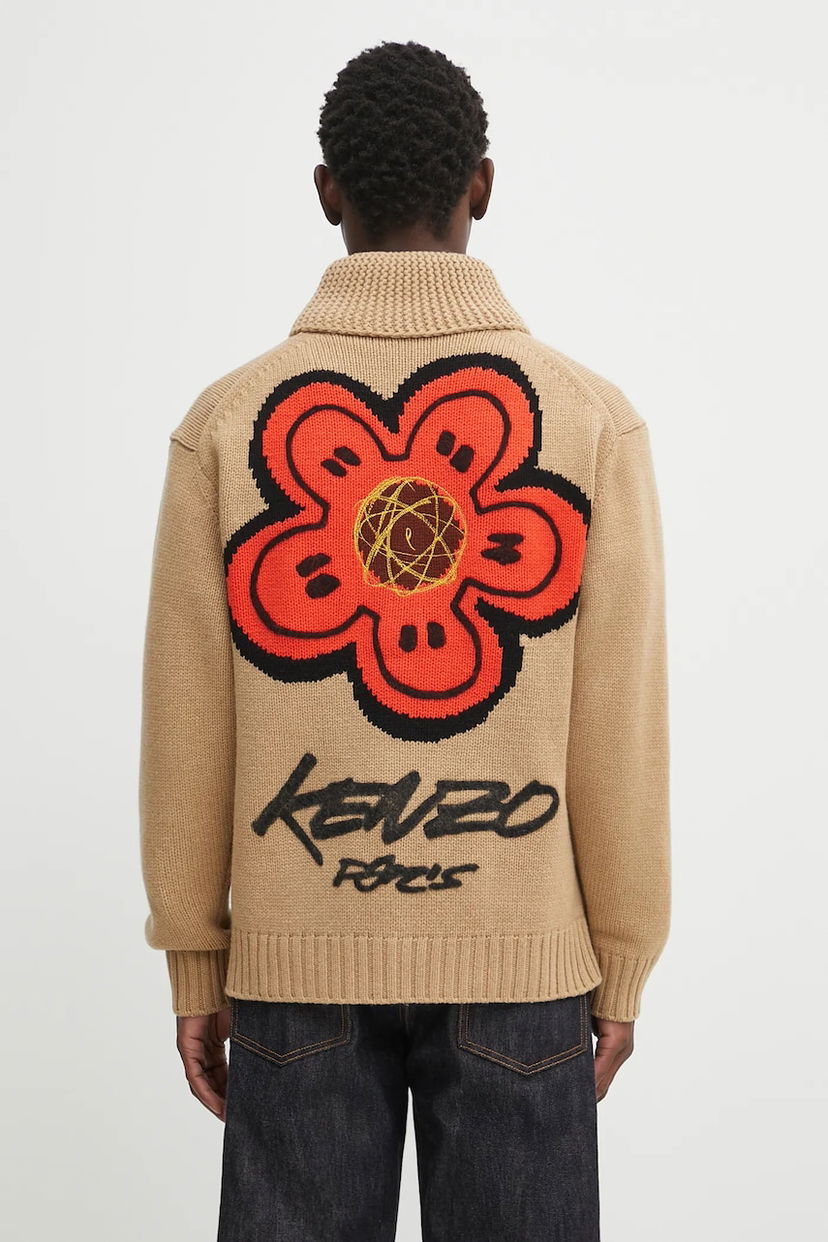 Pleteni pulover KENZO Kenzo RWS Futura Zipped Cardigan Bež | FF65CA7413CK