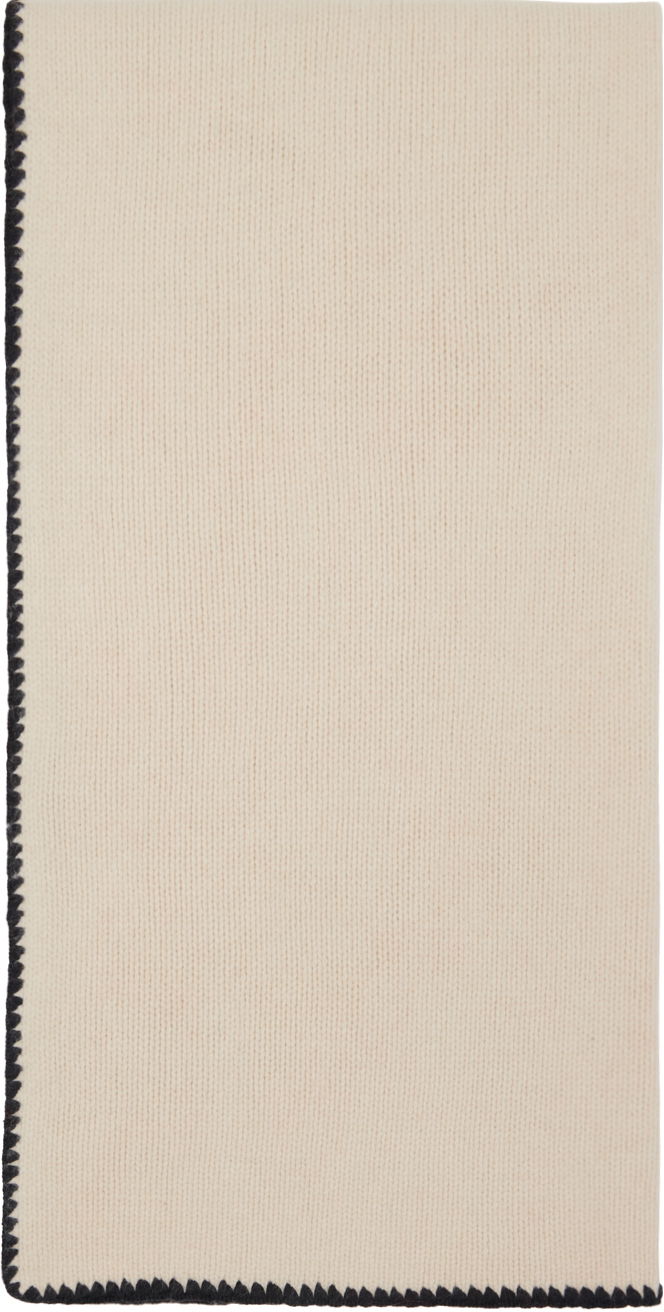 Šala TOTEME TOTEME Embroidered Wool Cashmere Scarf Bež | 241-WSC1233-YA0004