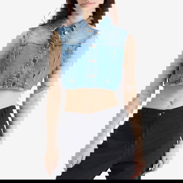 Telovnik DAILY PAPER Daily Paper Asola Sleeveless Cropped Denim Vest, Size Large Modra | 2511148, 2