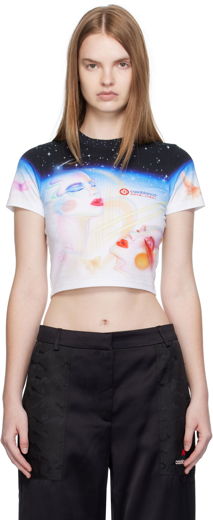 Krop-top Casablanca Casablanca Galactic Connection Cropped T-Shirt Večbarvna | WPF25-JTS-009-01