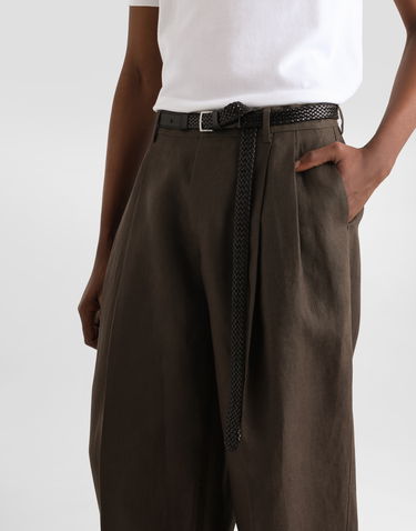 Hlače Dolce & Gabbana Dolce & Gabbana Linen Turned-Up Cuff Pants Rjava | GP114TFU4MCM3977, 3