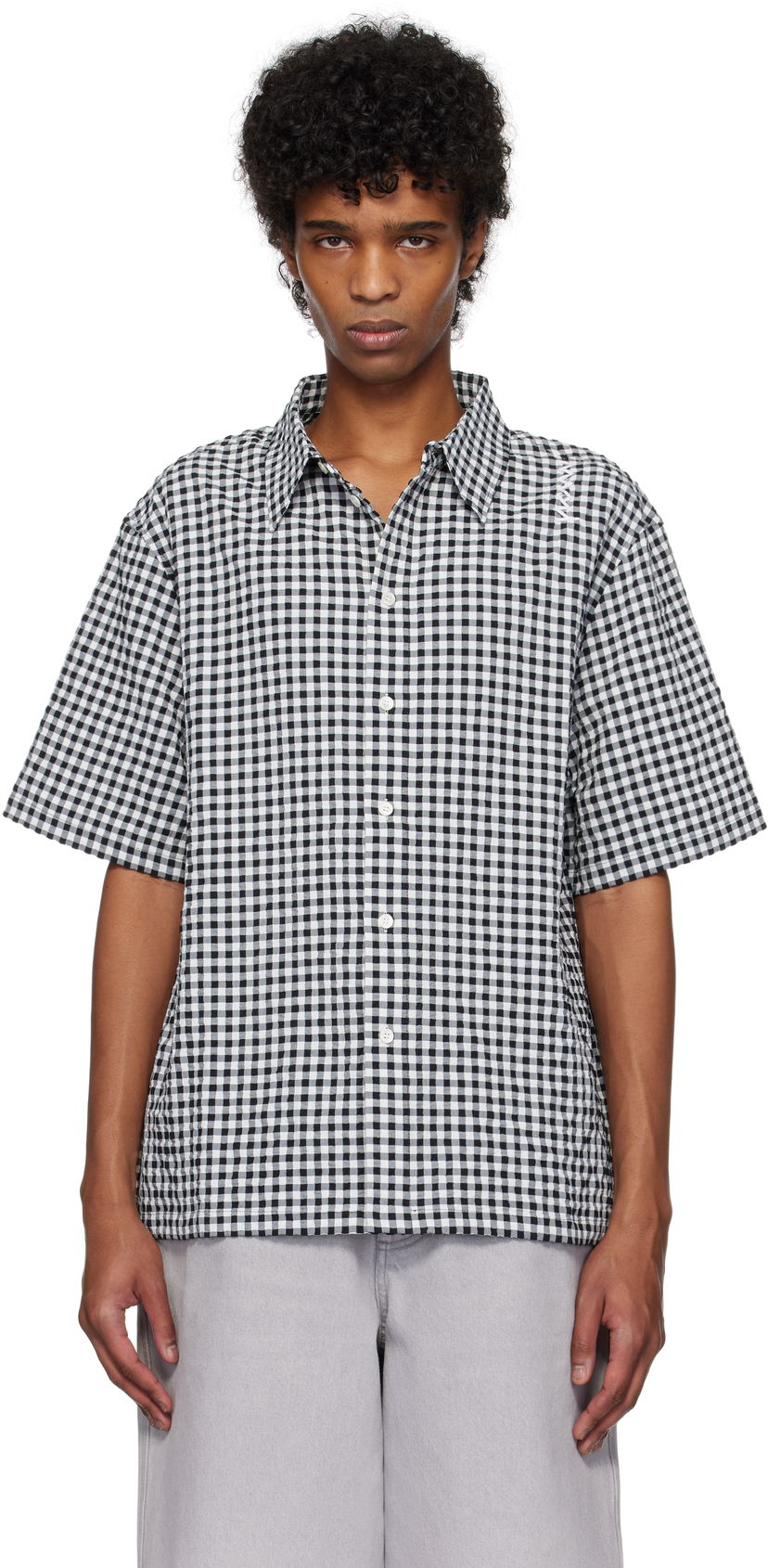 Srajce Marni Marni Gingham Seersucker Shirt Črna | CUMU0331S0 UTN929