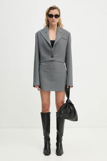 Jakna Nanushka Single-Button Cropped Blazer Siva | NW24PFSG18655, 1