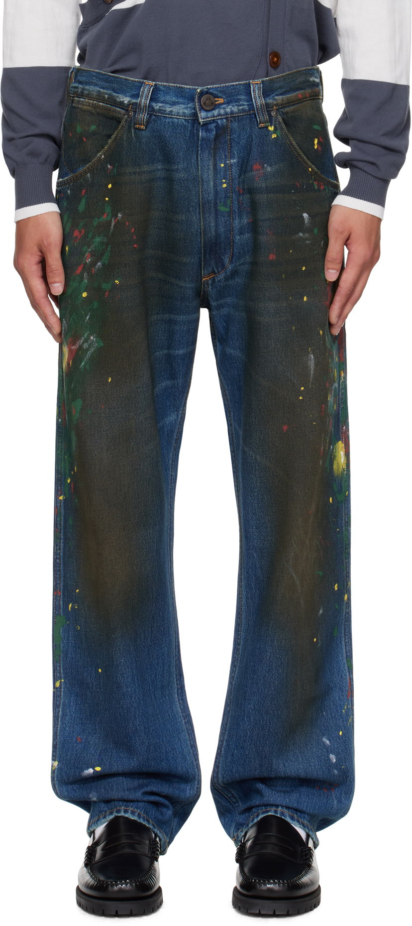 Kavbojke Vivienne Westwood Vivienne Westwood Ranch Paint Splatter Jeans Modra | 3902000N-W0161-
