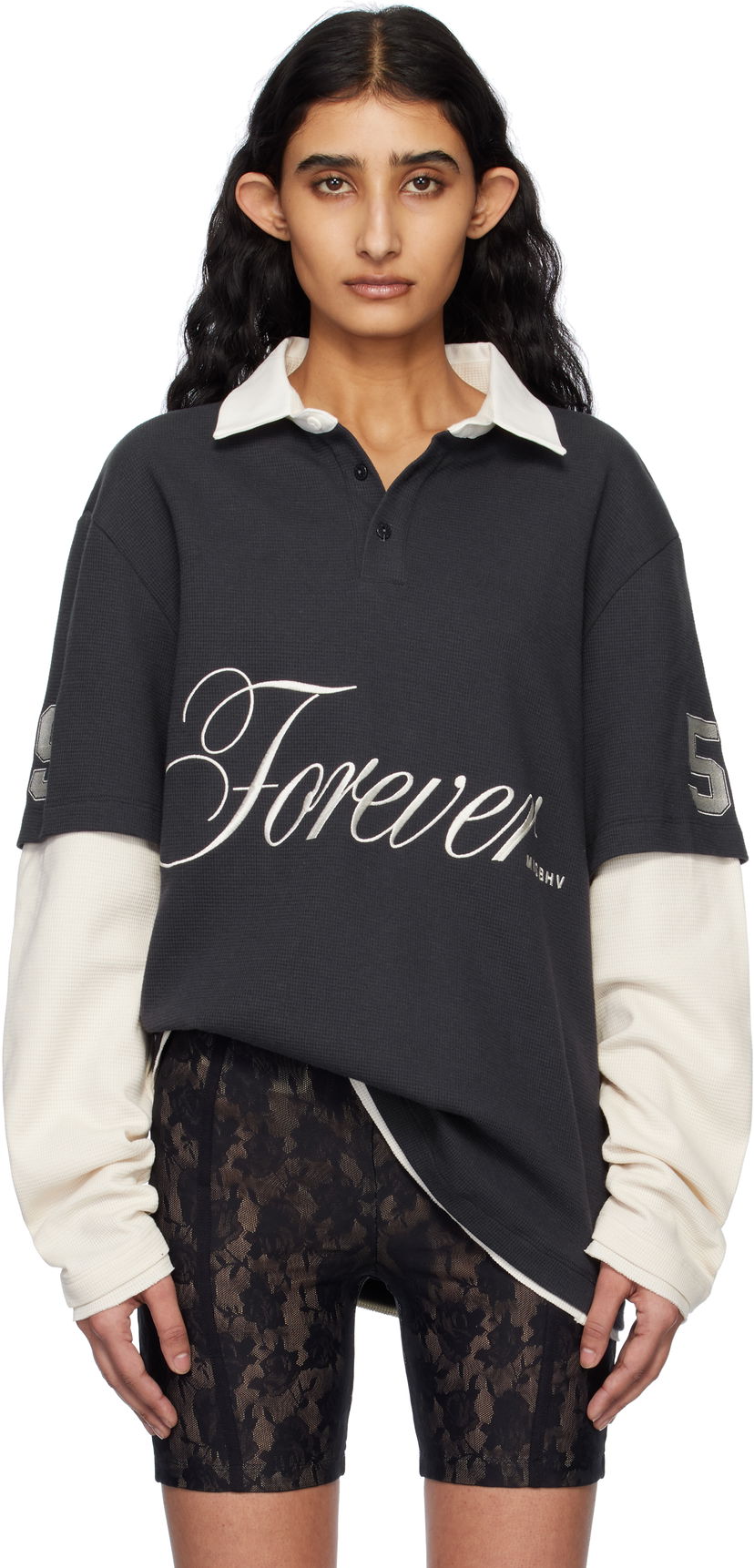 Polo majica MISBHV MISBHV 'Forever' Double Layer Polo Črna | 250W152
