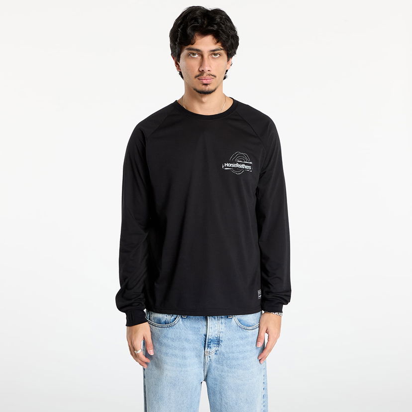 Majica Horsefeathers Long Sleeve T-Shirt Shank Črna | SM1395C