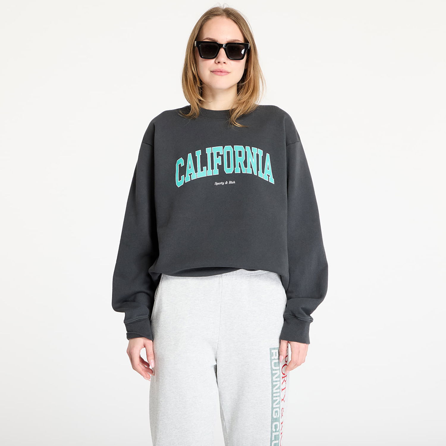 Pleteni pulover Sporty & Rich Sporty & Rich California Crewneck Sweatshirt Črna | ST071514501BA02, 1