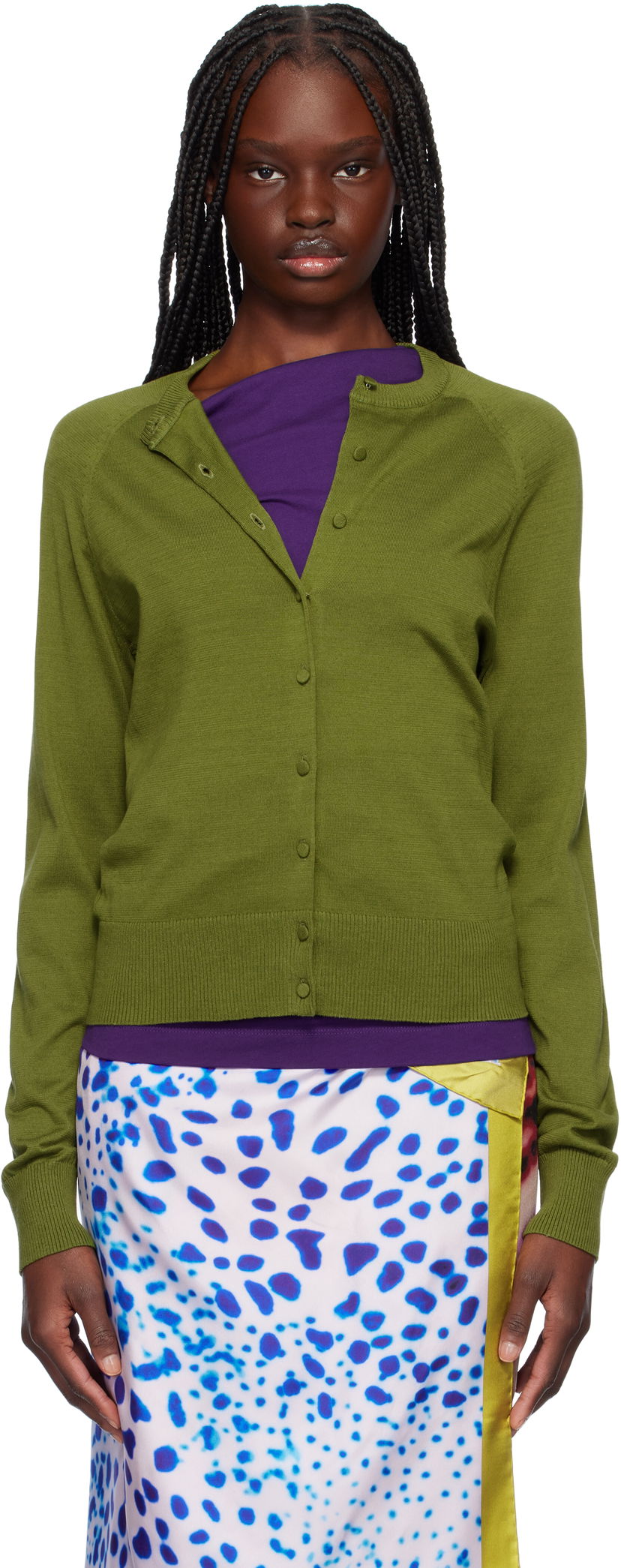 Pleteni pulover Dries Van Noten Dries Van Noten Cotton Knit Cardigan Zelena | 251-011207-1702