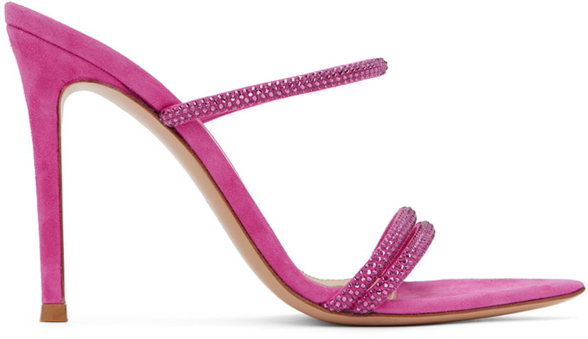 Modni dodatki Gianvito Rossi Gianvito Rossi Cannes Crystal-Embellished Suede Heeled Sandals Roza | G16090.15RIC.CAM