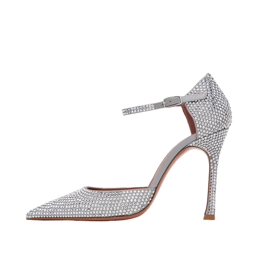 Superge in čevlji Amina Muaddi Crystal Embellished Slingback Pumps Siva | VITTORIA PUMP SR SATIN