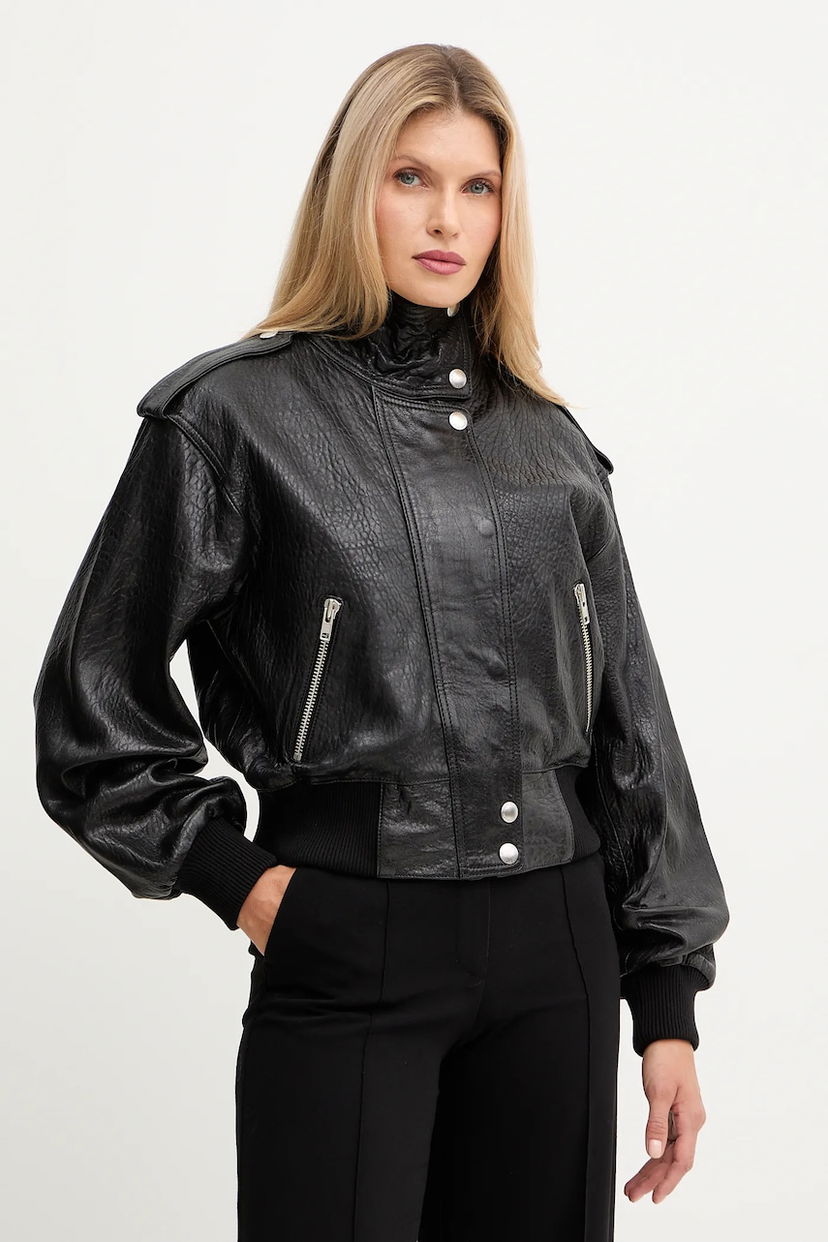 Bomber jakna STAND STUDIO Stand Studio Ciara Oversized Leather Bomber Jacket Črna | 66526.7970
