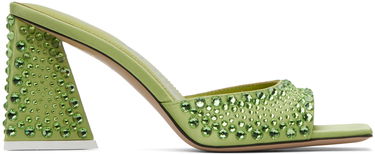 Modni dodatki The Attico Attico Mini Devon Crystal-Embellished Satin Mules Zelena | 241WS772 V015T, 0