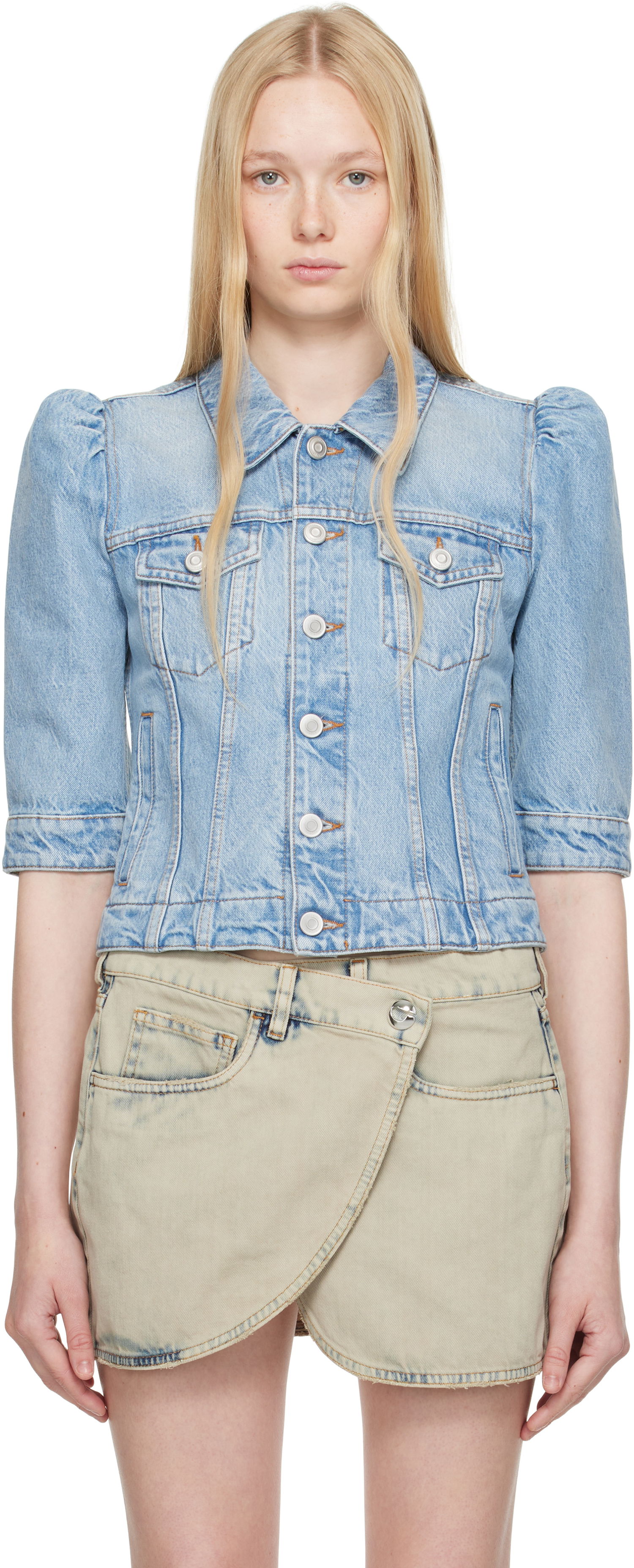 Jakna Coperni Coperni Slim-Fit Cropped Denim Jacket Modra | COPBL30F2020, 0