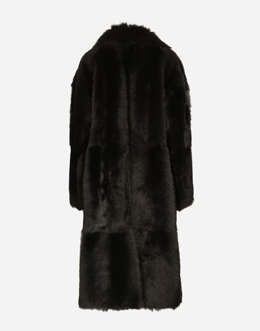 Plašči Dolce & Gabbana Single-breasted Shearling Coat Črna | F0W2DFFUP9BN0000, 1