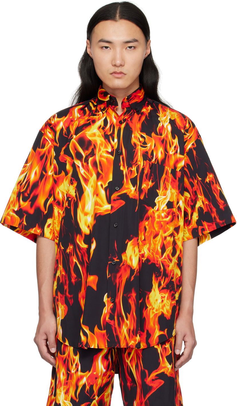 Srajce VETEMENTS Vetements Fire Print Short Sleeve Shirt Večbarvna | UA66SH430X
