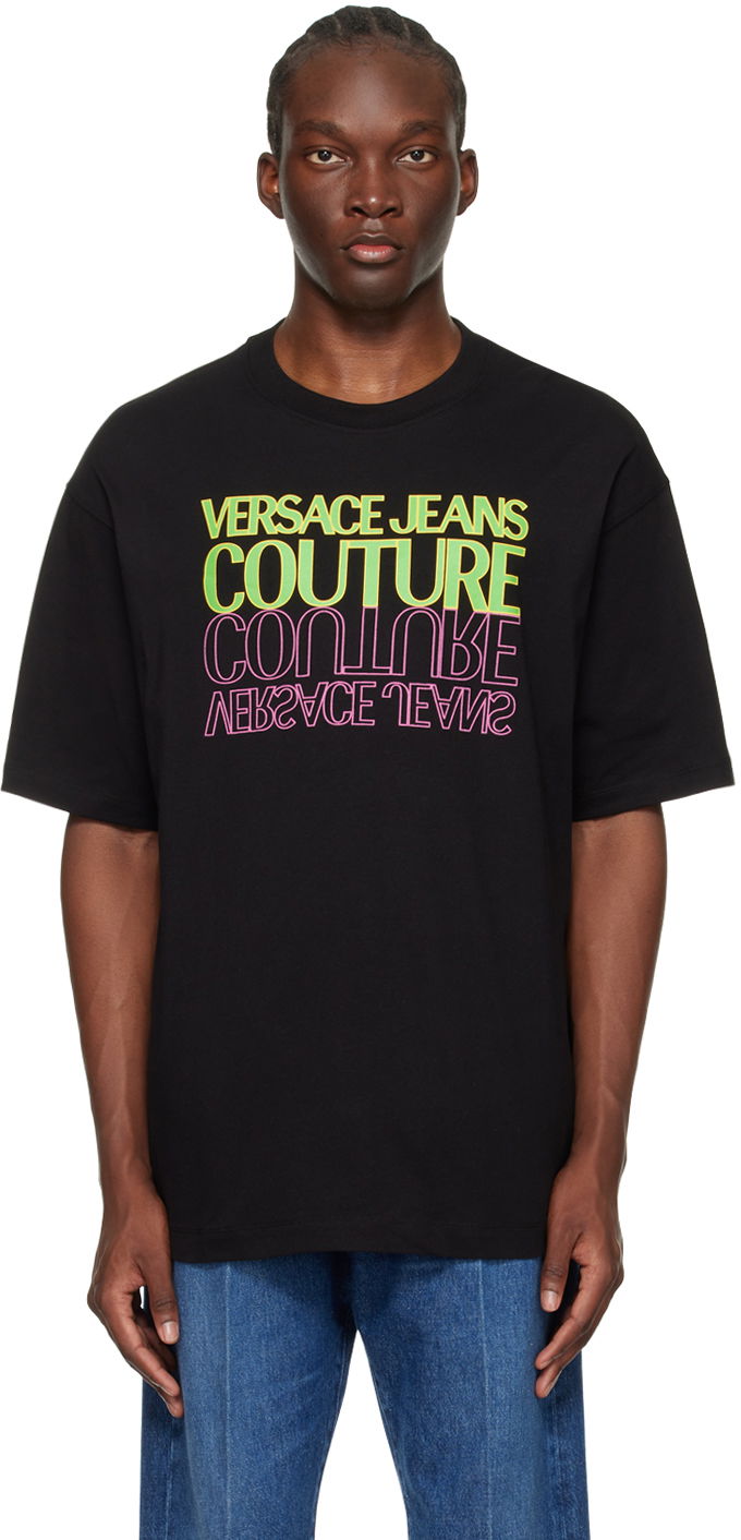 Majica Versace Jeans Couture Upside Down T-Shirt Črna | E76GAHC01_ECJ01C