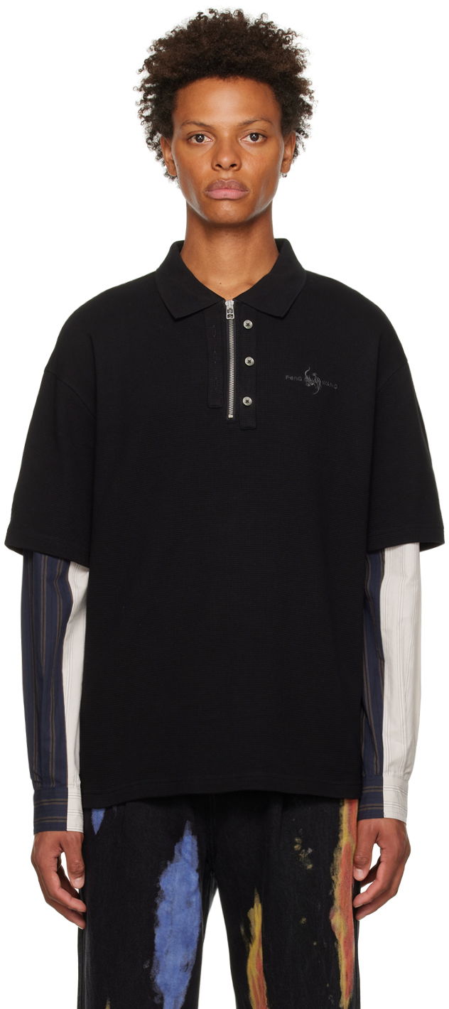 Polo majica Feng Chen Wang Feng Chen Wang Paneled Polo Črna | FMF14PL01B