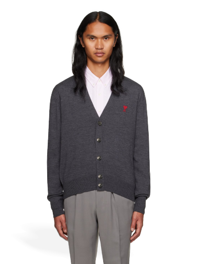 Pleteni pulover AMI Cardigan Siva | HKC111.KN0025