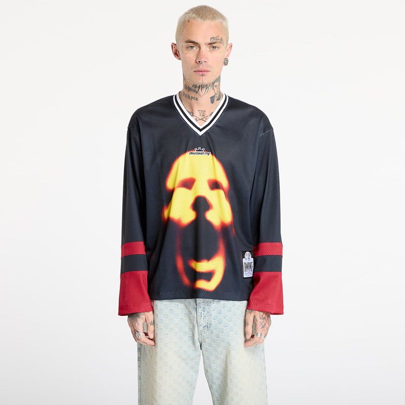 Dres Awake NY Mesh Hockey Jersey Face Graphic Črna | AWK-FW25-TP005-BLK