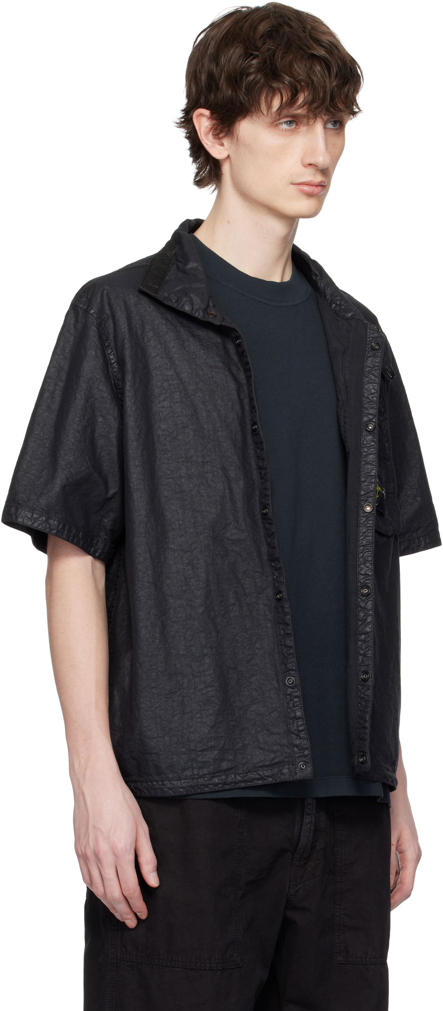 Srajce Stone Island Stone Island Organic Look Nylon Panama-TC Shirt Črna | K1S15 1200028 S0069, 1