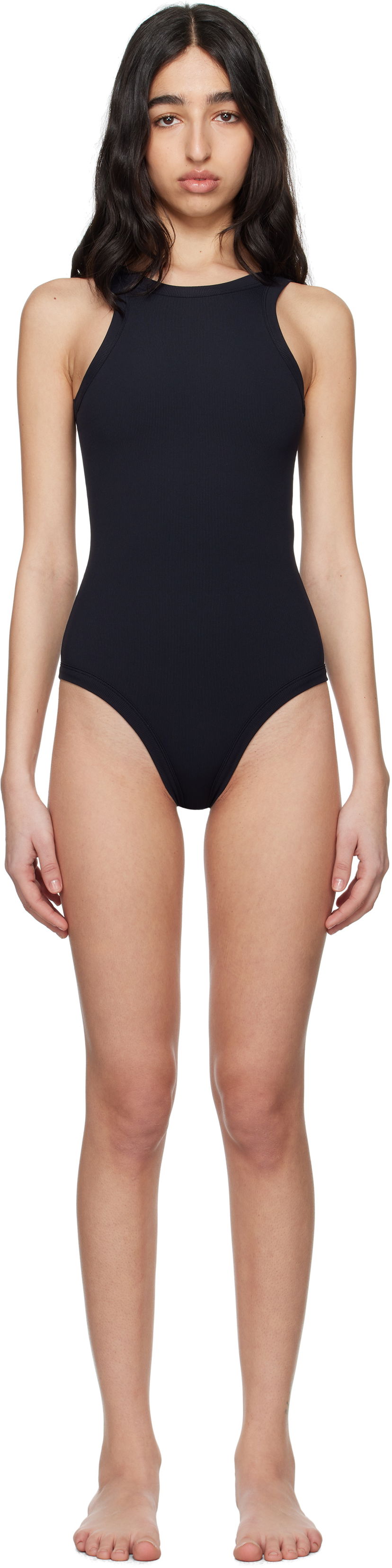 Kopalke TOTEME TOTEME Curved Rib One-Piece Swimsuit Črna | 252-WRW0052-FB0409