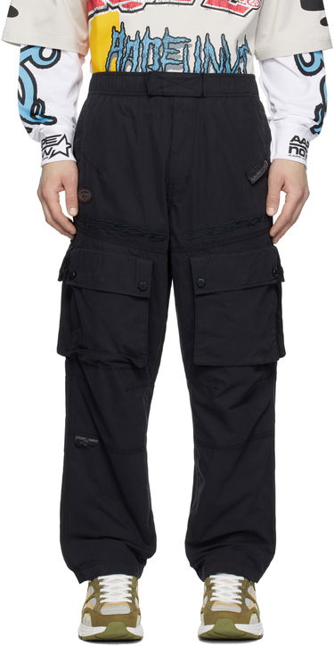 Cargo hlače AAPE by A Bathing Ape AAPE by A Bathing Ape Moonface Logo Utility Cargo Pants Črna | AAPPTMB633XXNBKX, 0