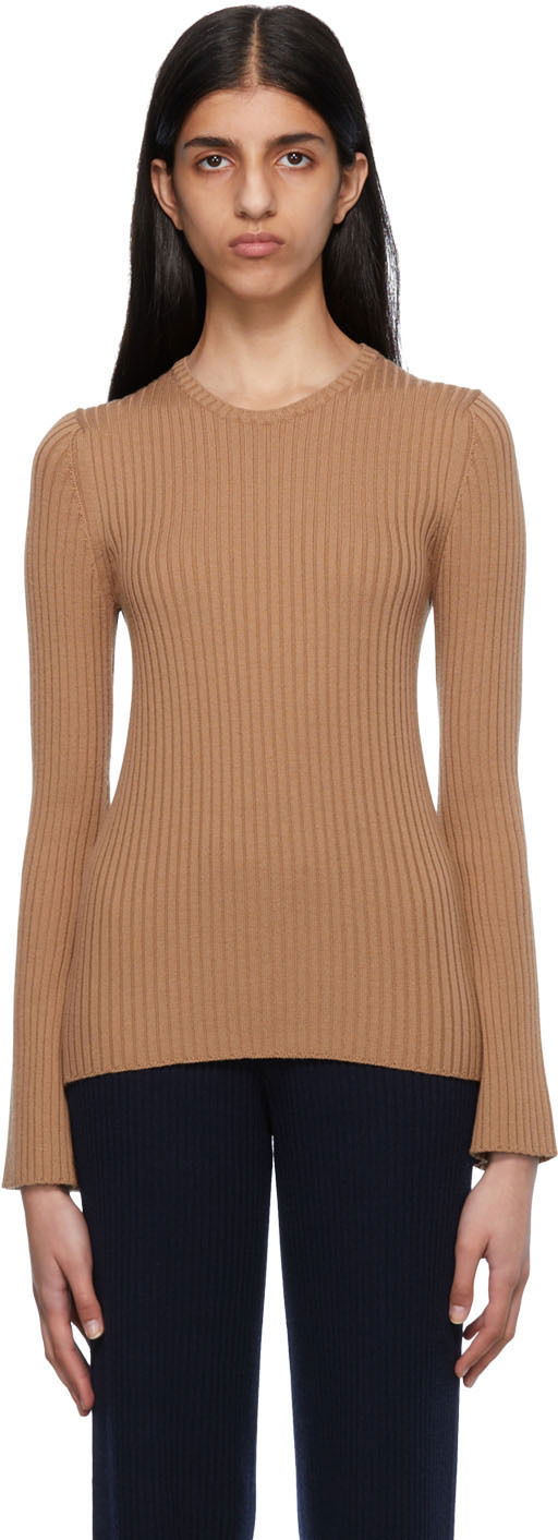 Pleteni pulover CHLOÉ Ribbed Knit Sweater Rjava | CHC22AMP30650, 0