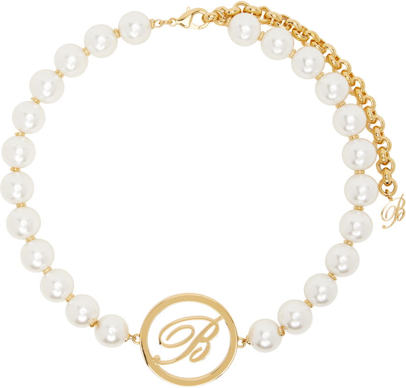 Ogrlica Blumarine Blumarine Faux-Pearl Choker Necklace with Initial Pendant Kovinski | P522W313A