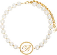 Blumarine Faux-Pearl Choker Necklace with Initial Pendant