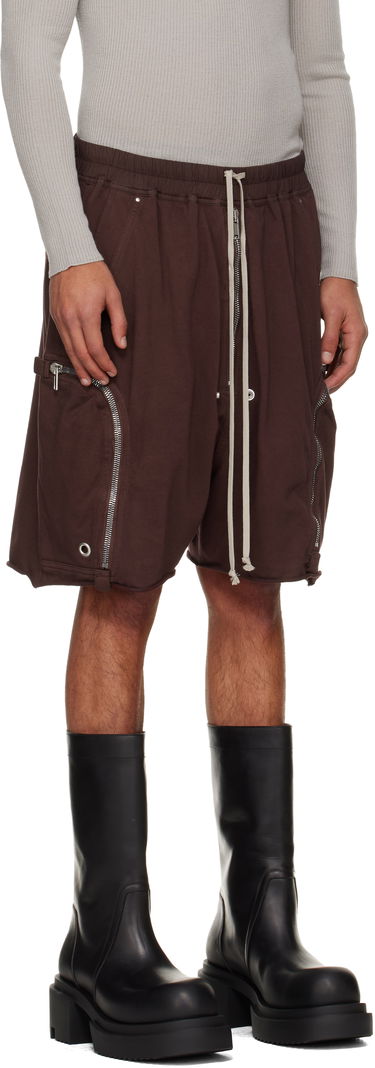 Kratke hlače Rick Owens Rick Owens DRKSHDW Concordians Bauhaus Drawstring Zipped Cargo Shorts with Raw Hem Rjava | DU02E7389 RIG, 1