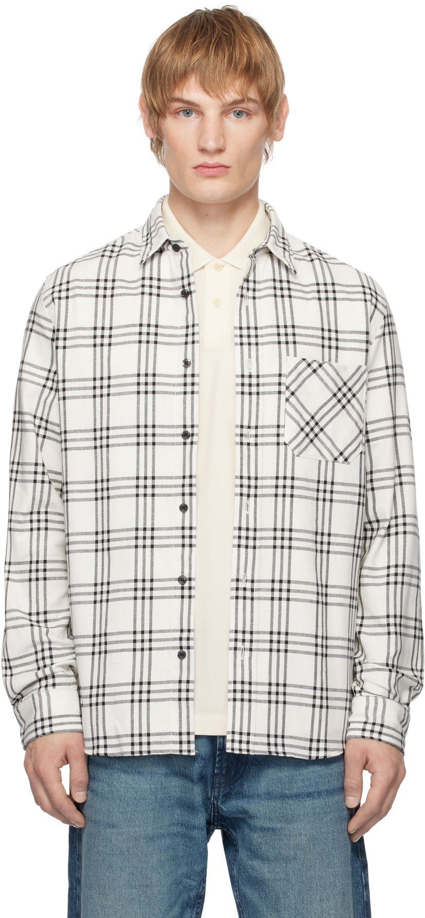 Srajce BOSS Checkered Cotton Shirt Bela | 50534853