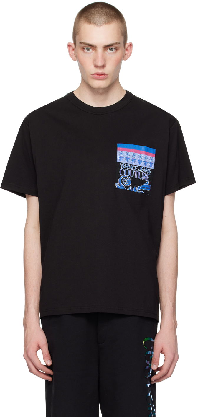 Majica Versace Jeans Couture Black Printed T-Shirt Črna | E76GAH6RB_EJS334, 0