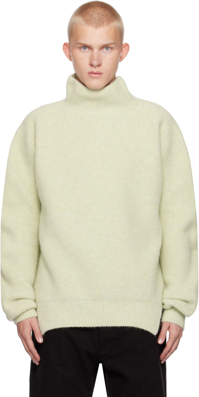 Pleteni pulover Rick Owens Alpaca Knit Fisherman Tabard Turtleneck Zelena | RR02D6648 KWP