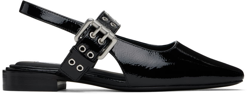 Obleke rag & bone rag & bone Astra Leather Slingback Ballerina Flats Črna | WFF24FF000PA0