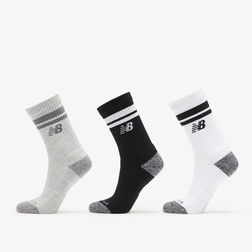 Nogavice New Balance Active Lifestyle Striped Crew Socks 3-Pack Bela | LAS35210AS